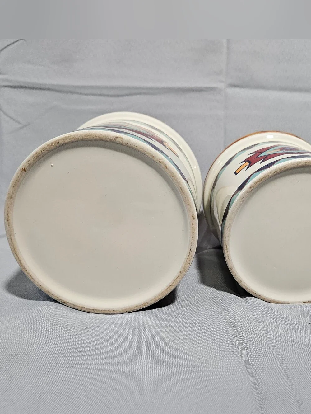 Vintage Western Aztec Southwest Kitchen Decor Containers Canisters Jars Lot Of 2